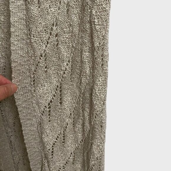 Belldini Duster Sleeveless Cardigan Size L Beige Asymmetrical Hem Boho Hippie - Picture 4 of 12